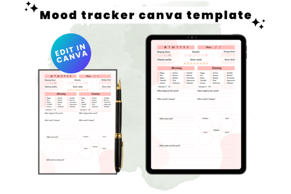 Customizable Mood Tracker Canva Template