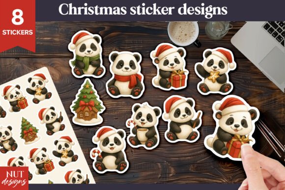 Christmas Panda Stickers