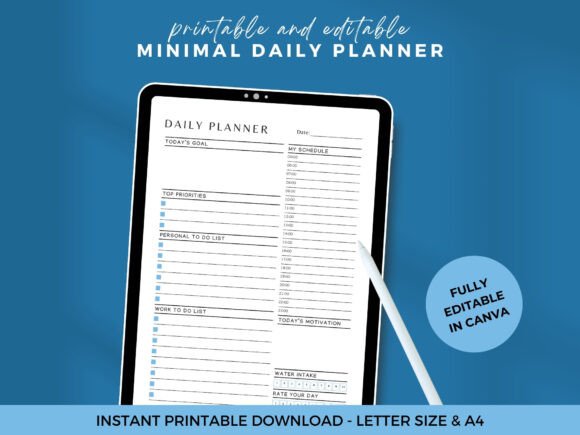 Daily Planner Digital Planner Template