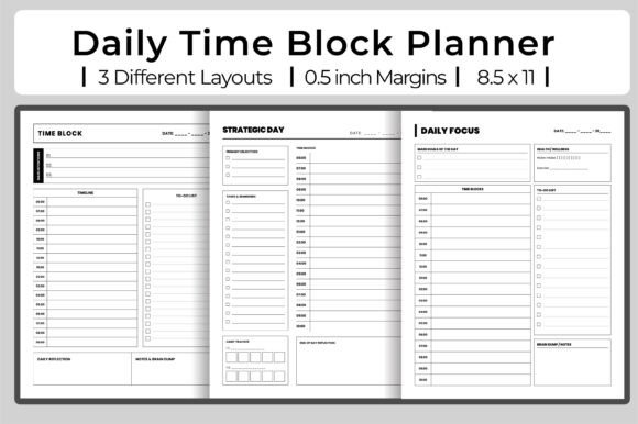 Daily Time Block Planner KDP Interior