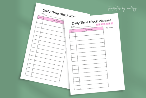 Daily Time Block Planner Template Canva