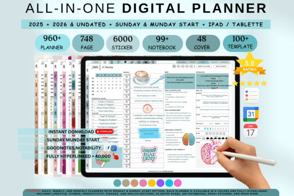 Ultimate All-in-One Digital Planner, 6 Colors