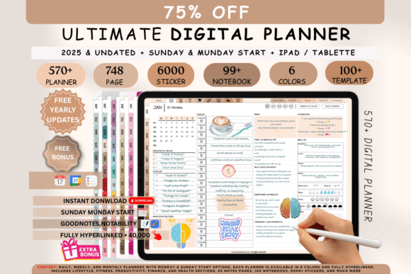 All-in-One Digital Planner Bundle, 6 Colors