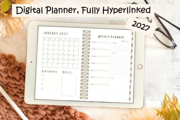 Digital Planner 2027, Fully Hyperlinked