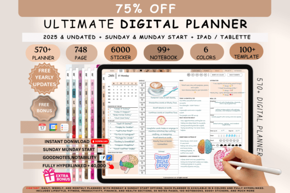Undated Digital Planner, Blue