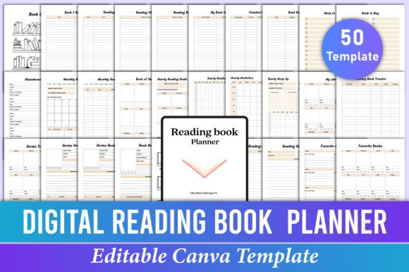 Digital Reading Book Planner for Canva