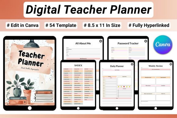 Digital Teacher Planner (54 Pages)