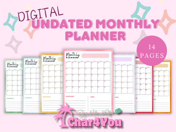 Digital Undated Monthly Planner