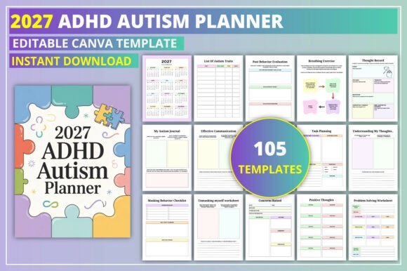 2027 ADHD Autism Planner Canva