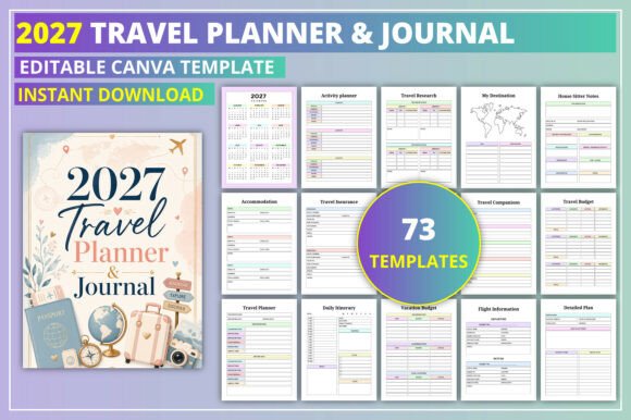 Editable 2027 Travel Planner & Journal