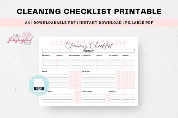 Fillable cleaning checklist PDF with daily to annual task sections