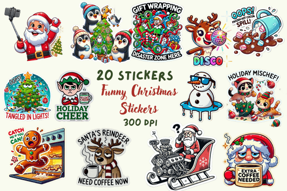 Funny Christmas Stickers Bundle