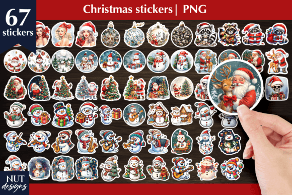Funny Snowman, Santa & Raccoon Stickers