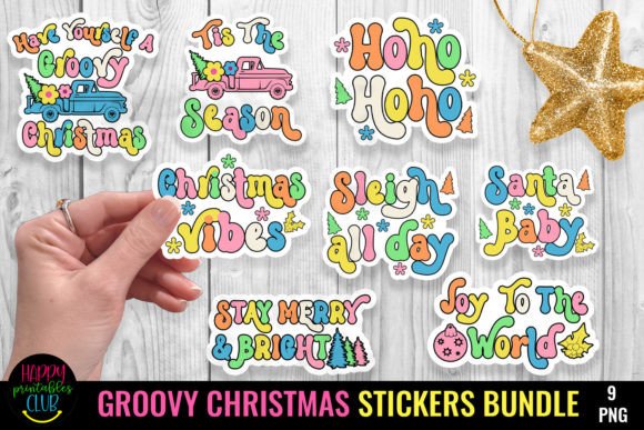 Groovy Retro Christmas Stickers