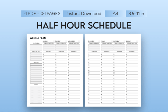 Half-Hour Weekly Planner