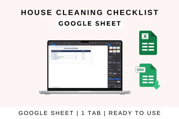 House cleaning checklist spreadsheet for Google Sheets, Excel, and Numbers