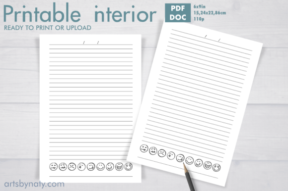 Lined Journal with Hand-Drawn Mood Icons