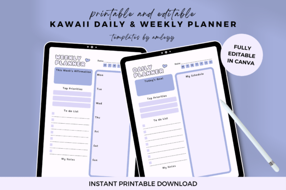 Kawaii Aesthetic Weekly & Daily Planner