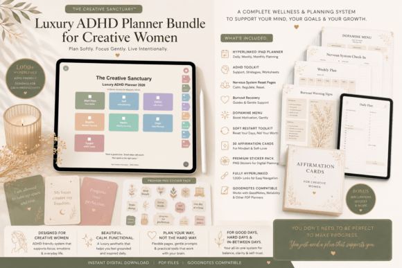 Luxury ADHD Wellness Digital Planner