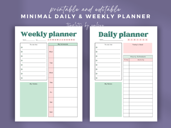 Minimal Daily and Weekly Planner Canva