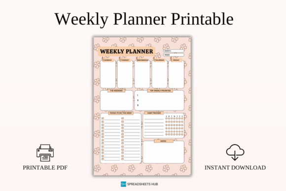 Minimal Weekly Planner Printable PDF
