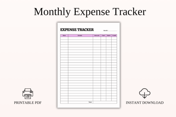 Monthly Expense Tracker Printable PDF