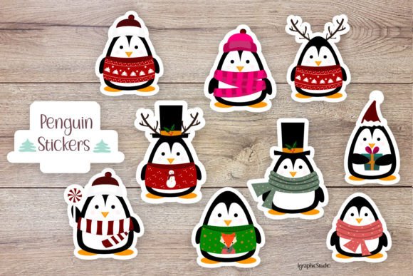 Penguin Christmas Stickers