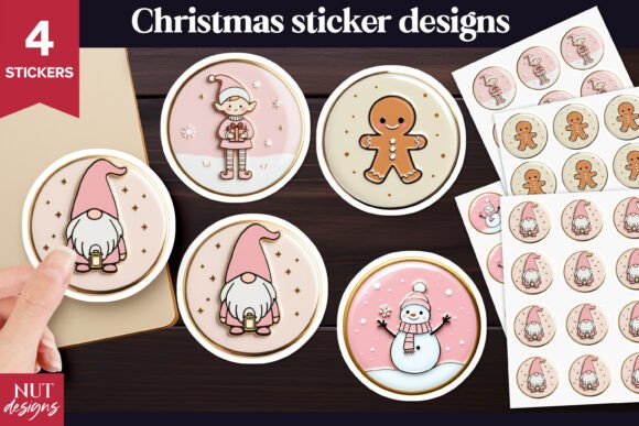 Pink Enamel Christmas Stickers