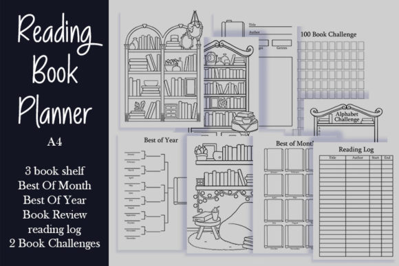 Reading Book Planner with Coloring Bookshelves