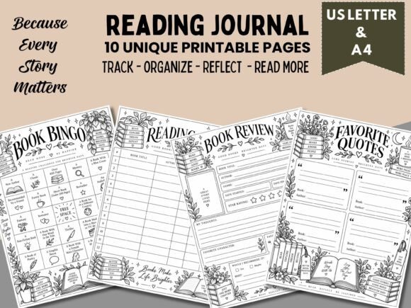 Illustrated Reading Journal Printable