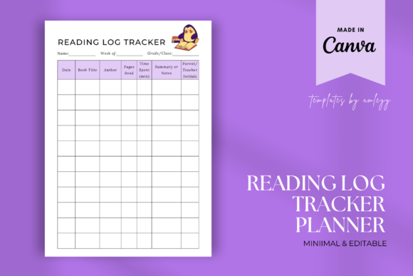 Reading Log Tracker Planner Template
