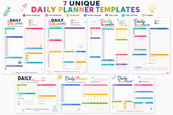 Seven Colorful Daily Planner PNG
