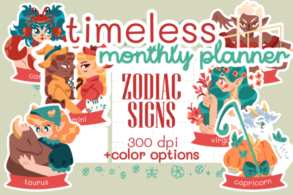 Timeless Monthly Planner of Zodiac Signs
