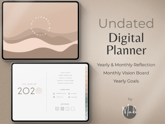 Undated Digital Planner with Dashboard