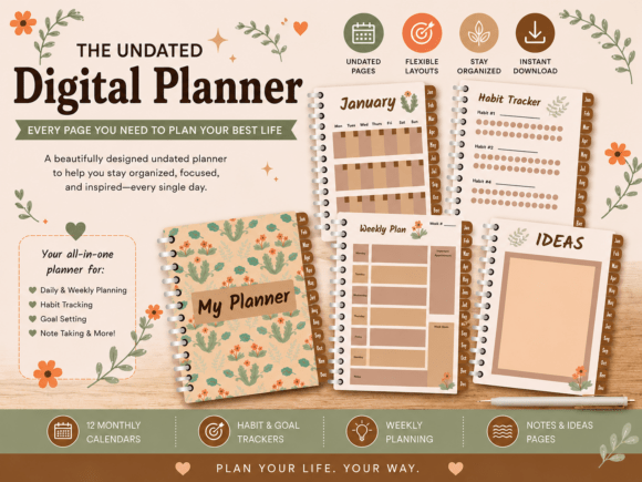 Undated Digital Planner for GoodNotes