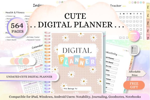Undated Digital Planner, Vertical (564 Pages)