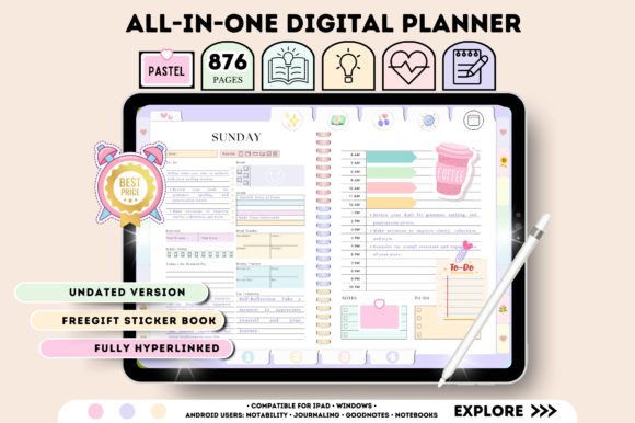 Undated Digital Planner, Horizontal