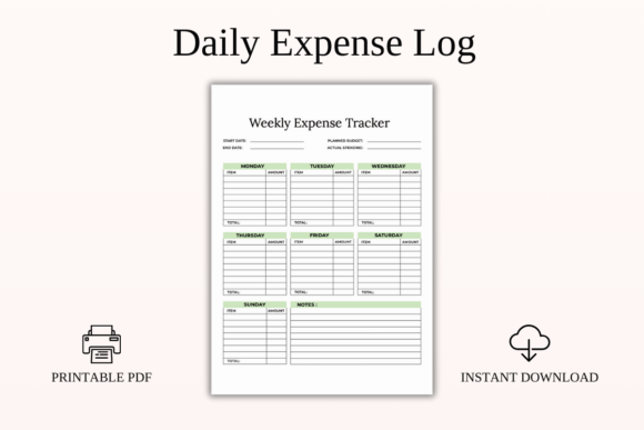 Weekly Expense Tracker Printable PDF