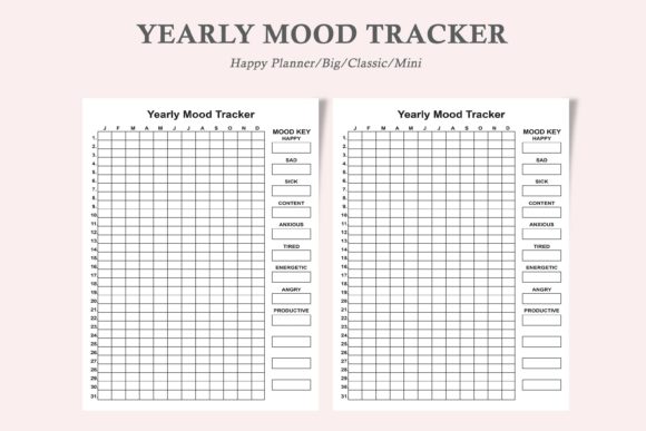 Yearly Mood Tracker for Happy Planner