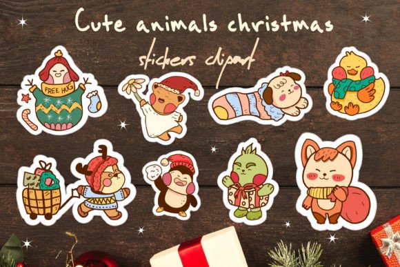 Cute Animals Christmas Stickers