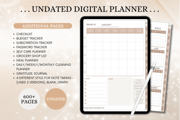 iPad Daily Digital Planner, Portrait (620 Pages)