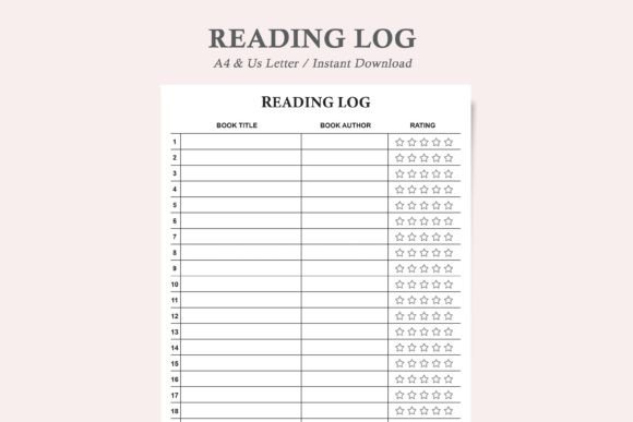 Minimal Reading Log Printable
